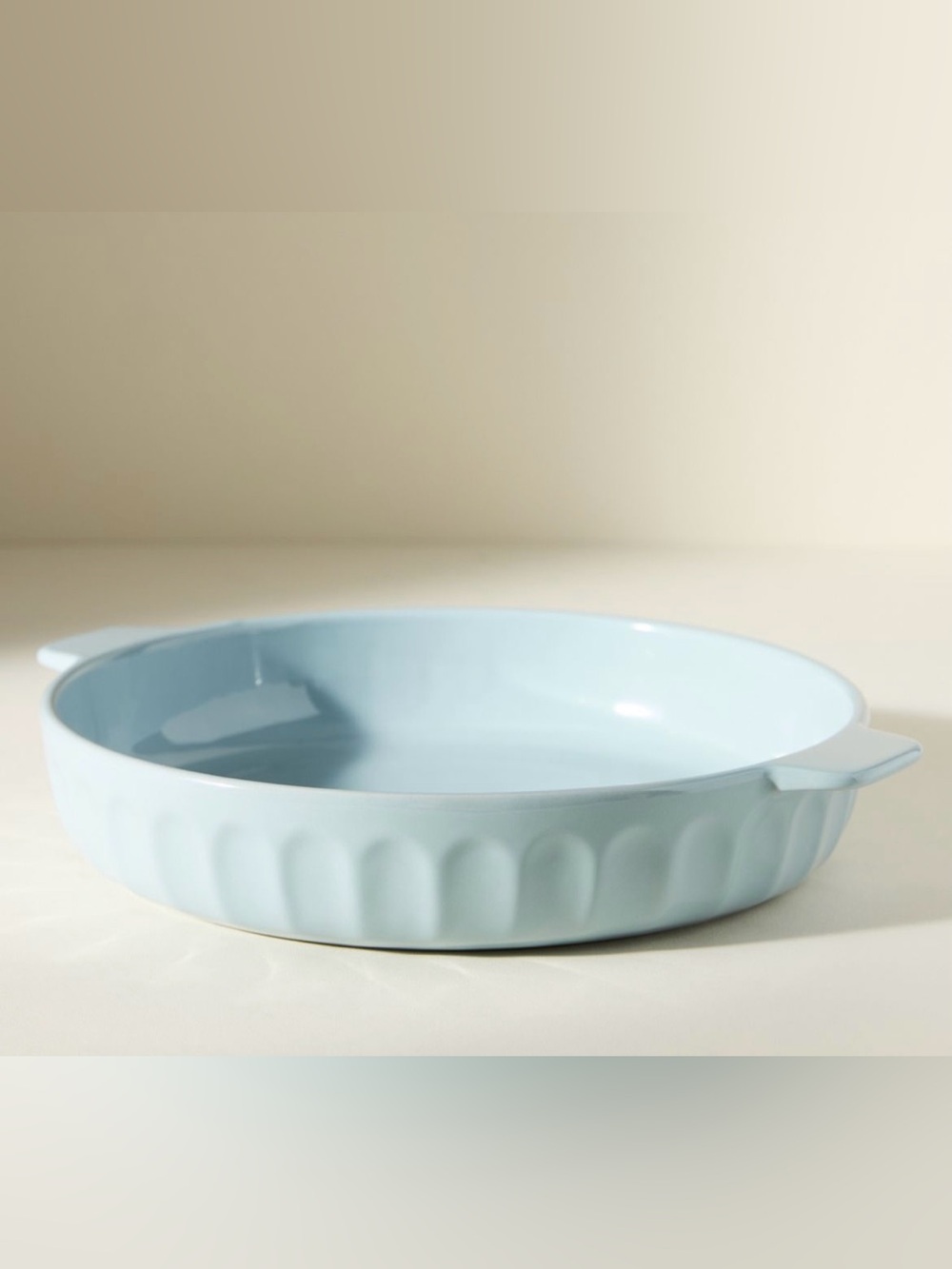 ANTHROPOLOGIE Light Blue LATTE STONEWARE PIE DISH AMELIE EDITION